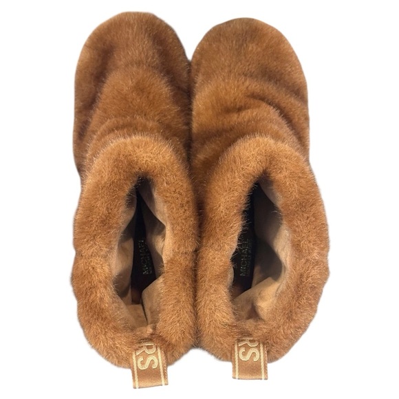 MICHAEL Michael Kors Faux Fur Stark Logo Tab Slipper Booties Brown Womens 9 $135 - Picture 6 of 7
